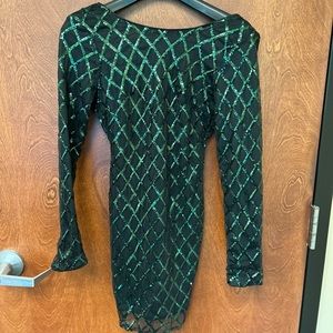Green sequined cocktail dress